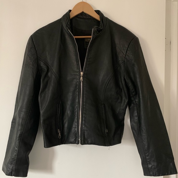 Black leather vintage jacket - Picture 1 of 3